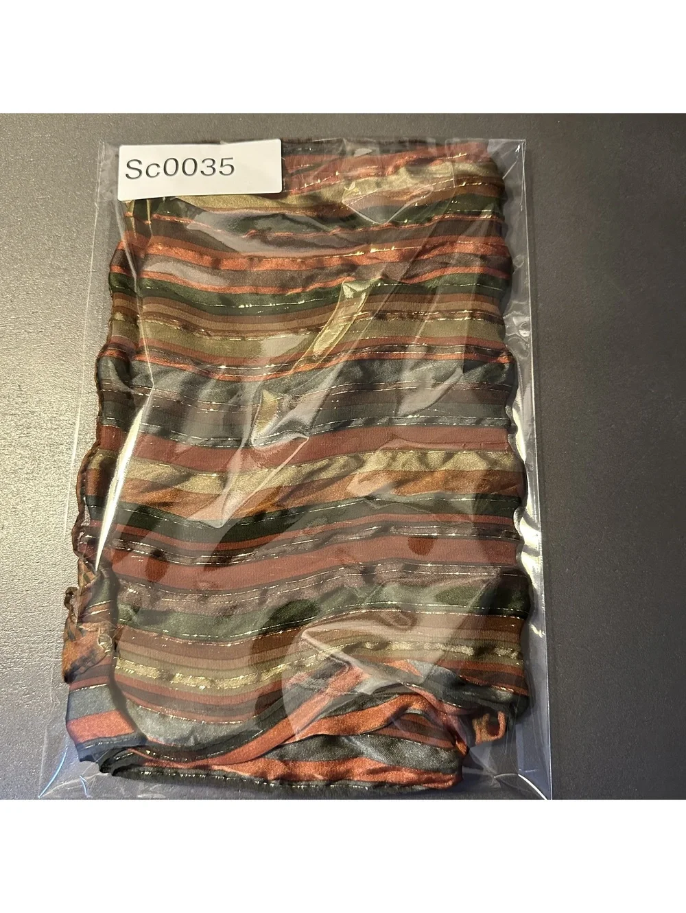 Vintage Striped Multicolor Scarf with Metallic Thread Detail